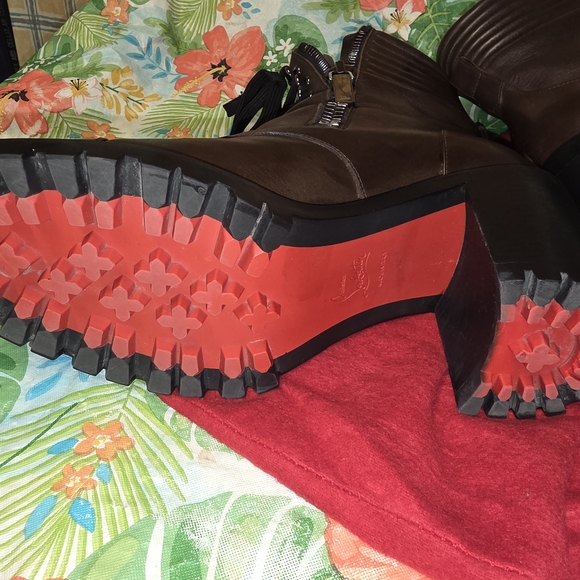 Christian Louboutin Women's Brown Leather Boots Size 42 11 - Picture 14 of 16